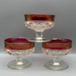 Vintage Colony Glass Kings Crown Ruby Flash Thumbprint Champagne/Sherbet Glasses